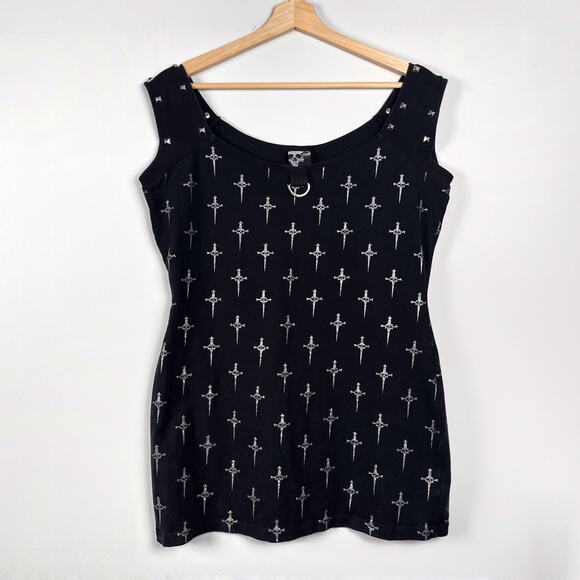 Rare Lip Service Silver Dagger 25 Years Dress Size XL Vintage Goth Gothic Y2K - Picture 2 of 16